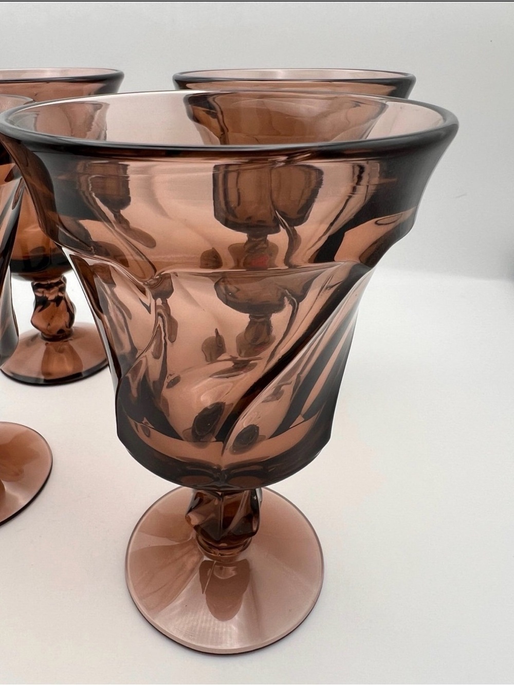 Fostoria brown water/wine glasses set of 4 , Jamestown brown